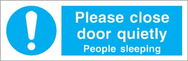 Please close door quietly sign 